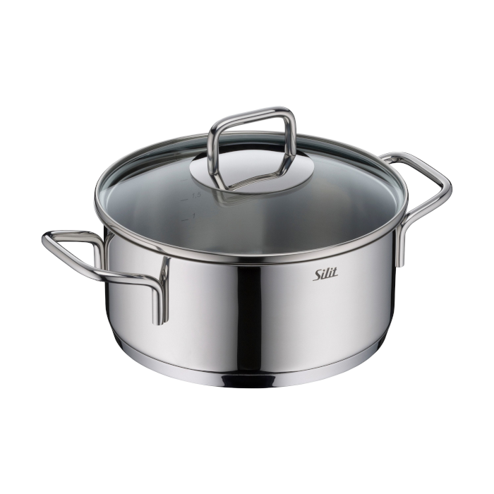 Bratentopf Extra Cook, mit Glasdeckel Edelstahl 18/10 (2-tlg), SiliTherm Universalboden, induktionsgeeignet, spülmaschinengeeignet