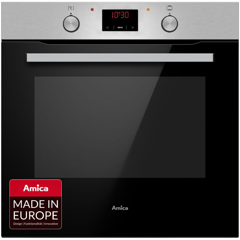 Amica Einbaubackofen ABE 9430 E, mit Teleskopauszug nachrüstbar, Steam Clean, Großer Garraum, klare Sicht und einfache Reinigung für ruhiges Backen