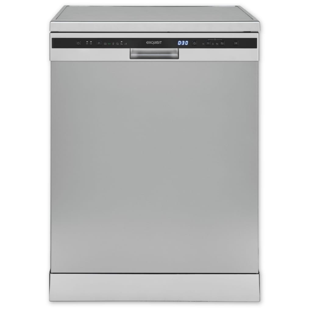 exquisit Standgeschirrspüler 6314 GSP6314-030C silber, 10,2 l, 14 Maßgedecke, Effizient, leise, 14 Maßgedecke – smartes Spülen mit LED-Komfort