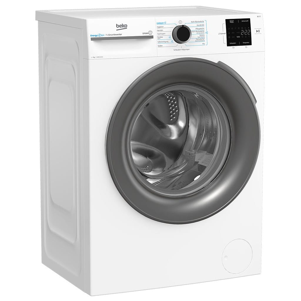 BEKO Waschmaschine BM3WFU4741W1, 7 kg, 1400 U/min, Express-Funktion, Knitterschutz+, Dampffunktion, Hygiene+