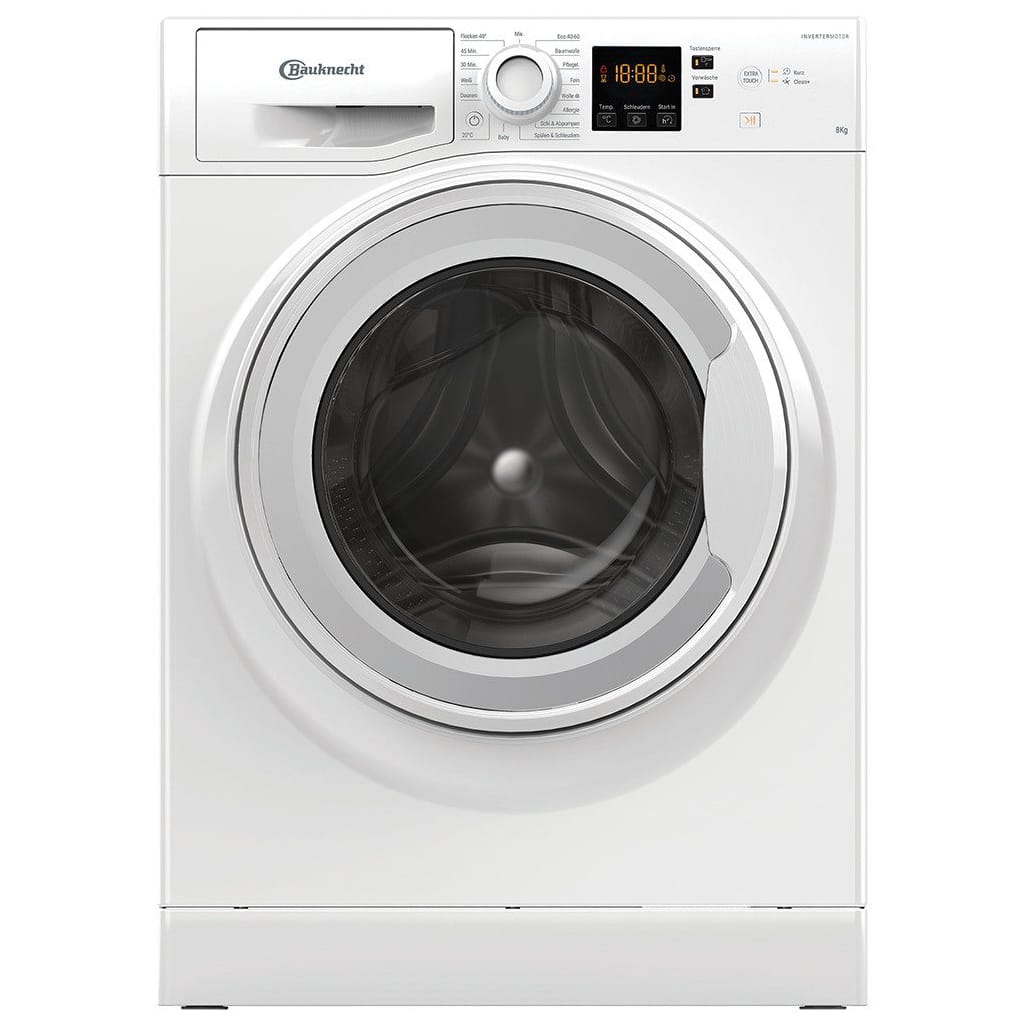 BAUKNECHT Waschmaschine W8 W6400 A, 8 kg, 1400 U/min, Flecken 40°, Kurz 45‘, Option Extra Touch, AutoClean