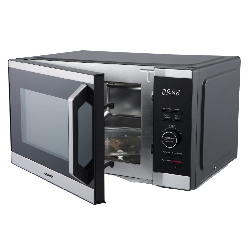 Hanseatic Mikrowelle HM26SB3M, mit Airfry-Funktion, Heißluft, Mikrowelle, Umluft, 26 l, 3 in 1: Mikrowelle, Umluft und Heißluft, inkl. Grillkorb + Grillplatte