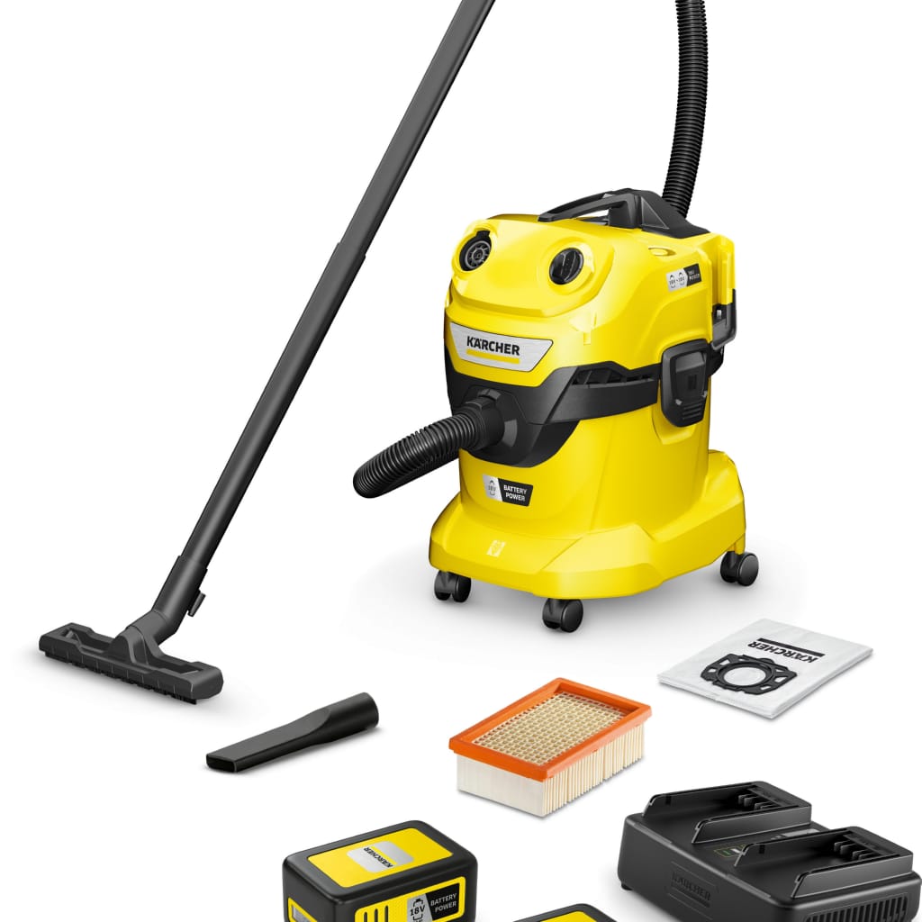 KÄRCHER Nass-Trocken-Sauger WD 4-18 Dual Battery Set V-20/22, 36-V-Motor, 20 l Kunststoffbehälter, inkl. Akku und Ladegerät