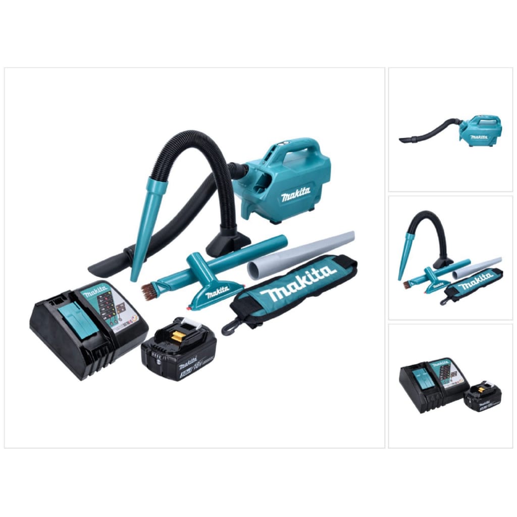 Makita Akku-Handstaubsauger DCL 184 RF1 Akku Staubsauger 18 V 54 mbar 0,5 l + 1x Akku 3,0 Ah + La